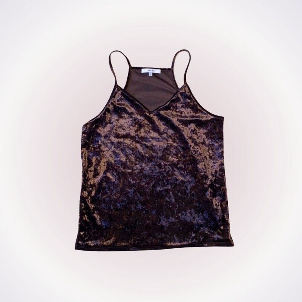 Ro&De Dark Brown Velvet V-Neck Tank Top | Sz S
